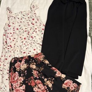 Floral Print Top and Black Pants Set